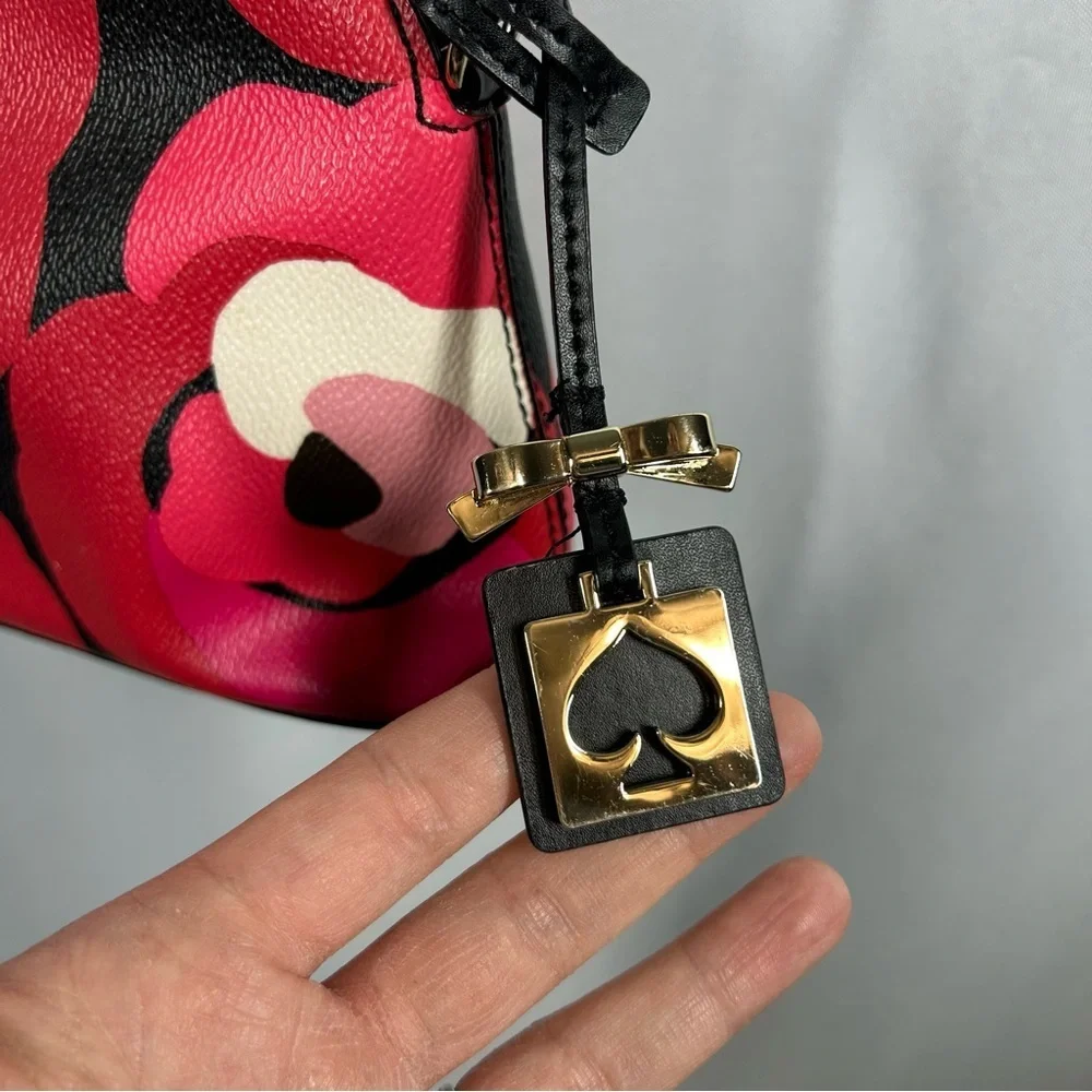 Kate Spade | Leather Floral Crossbody Red Black